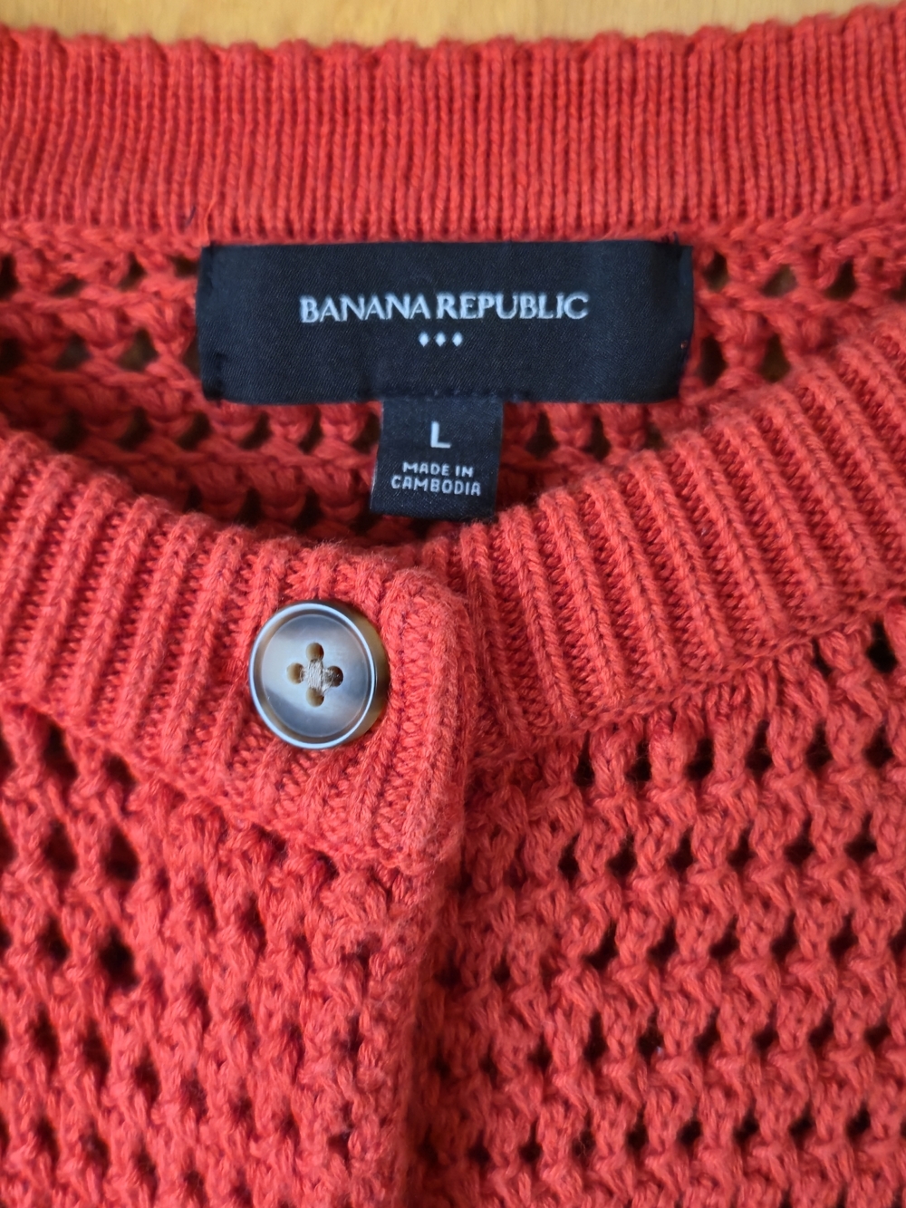 Banana Republic Red Open-Knit Button-Front Cardigan - Picture 4 of 4